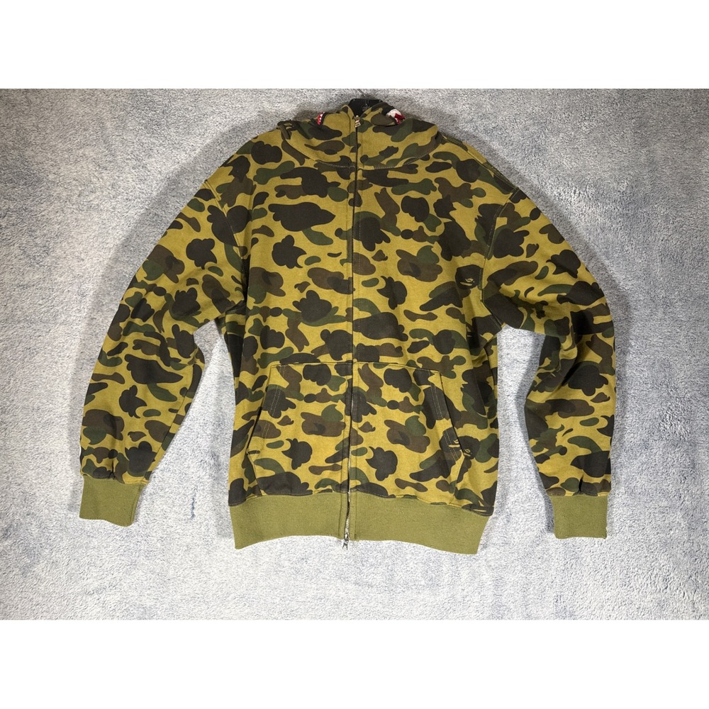 A Bathing Ape BAPE 1st Camo Shark‎ Full Zip Hoodie Green XL Streetwear